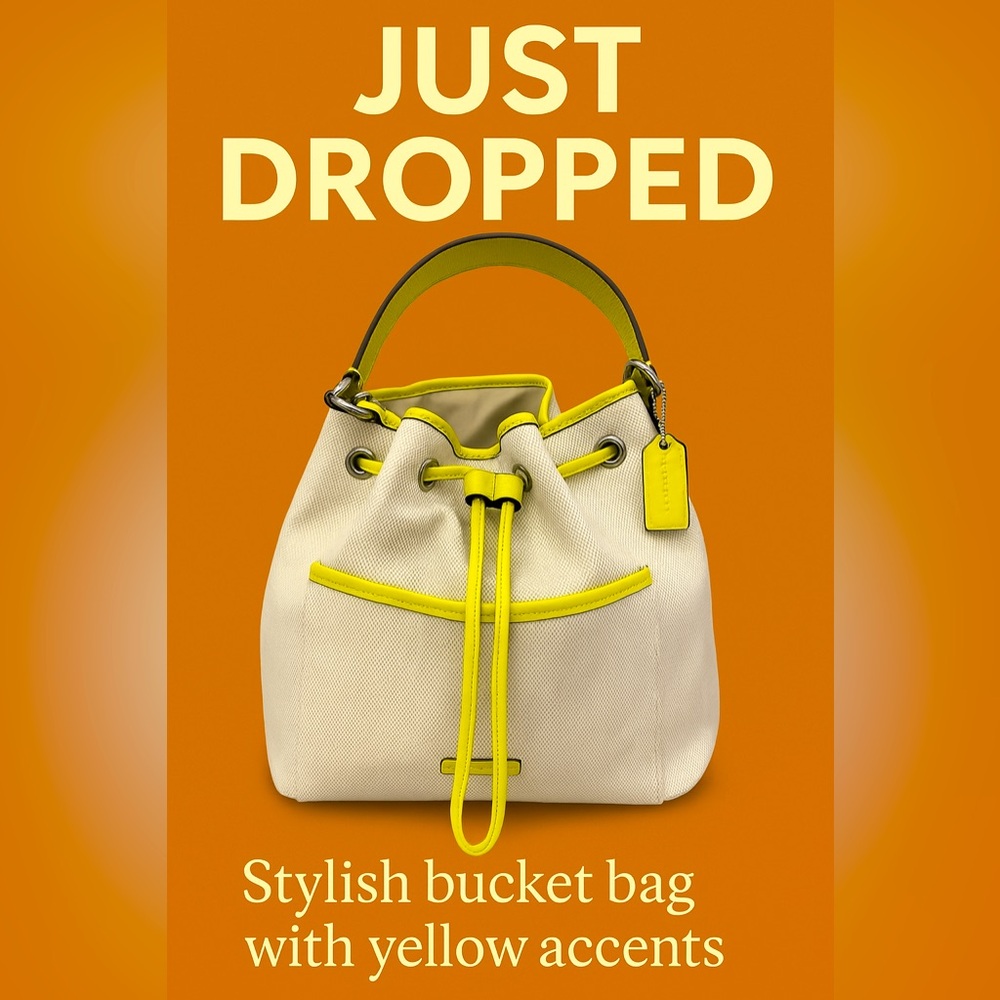 Coach Cream and Yellow Shoulder Bag